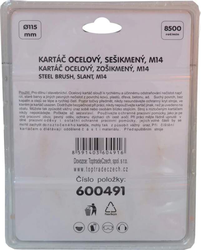 TOPTRADE kartáč ocelový miskový M14, Ø 115 mm - náhled 3
