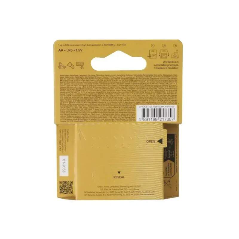 GP Ultra Alkaline AA (LR6) 1,5 V – baterie, blistr 4 ks - náhled 3