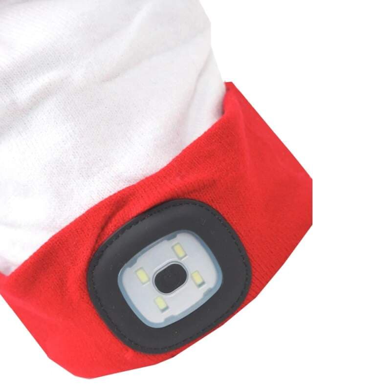 LED čepice X‑mas L, bíločervená – USB nabíjení, 3 režimy - náhled 4