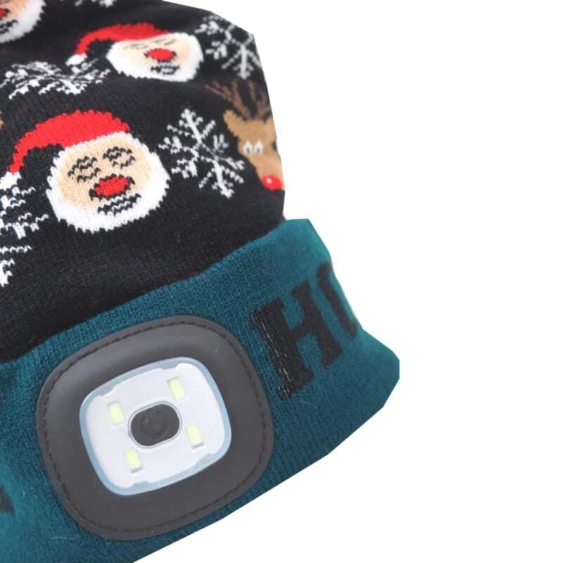 LED čepice X-mas Ho-Ho, velikost L, zeleno-černá - náhled 5