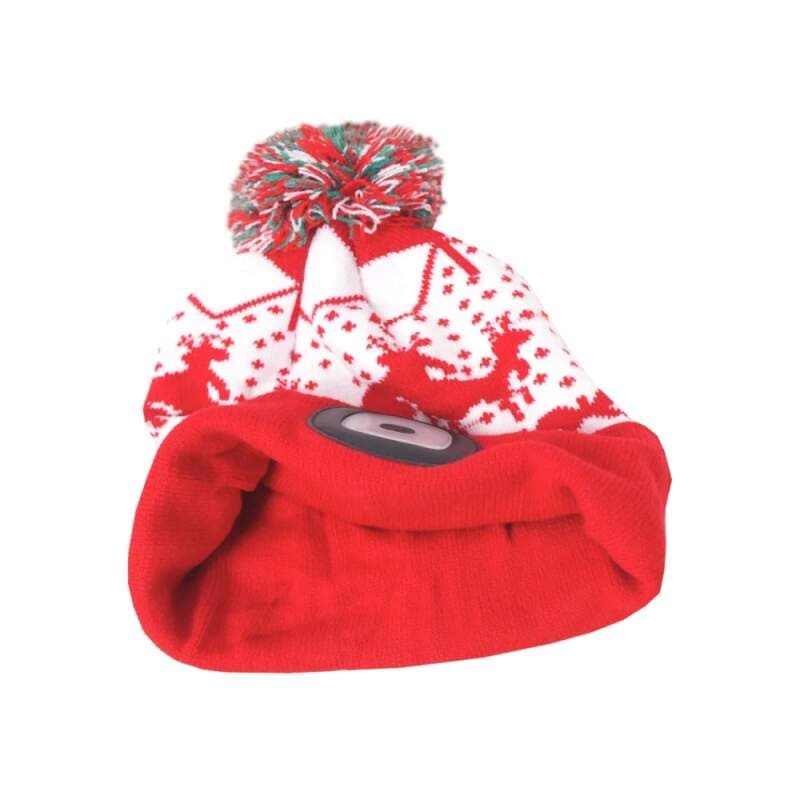 Dětská čepice s LED světlem X-mas Kids, vel. M, červená - náhled 5